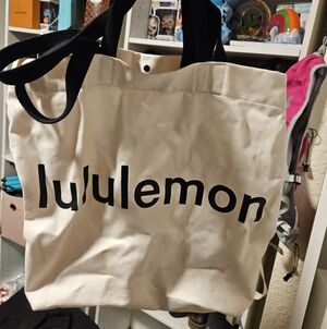 lululemon athletica Black and Cream Tote Bag